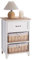 CARO-Möbel Nachttisch Provence weiß, Nachtkommode mit 1 Schublade und 2 Körben, Beistelltisch im Landhausstil mit schwarzen Griffen, Kommode aus Paulownia Holz