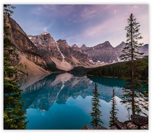 SMTDeco Herdabdeckplatte 60×52 cm – ESG gehärtetes Glas, kratzfest & rutschfest – Spritzschutz & Schneidebrett – für Induktion/Ceranfeld – 1-teilig, Motiv See Berge Blau