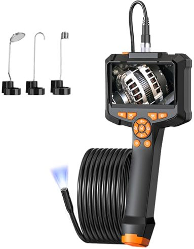 Adiwo Endoskopkamera mit Licht, Ip67 Wasserdichtes Endoskopkamera 1080 HD Inspektionskamera 4,3 Zoll IPS Bildschirm Endoskop Rohrreiniger mit 8 Einstellbaren LED Licht 5 m halbstarres Kabel