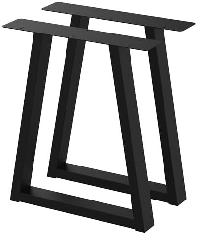 BK Styl 2 Stück Tischbeine aus Metall V-Form | Tischgestell aus 80x40mm Profilen | Tischkufen Tischfüße Möbelbeine für Schreibtische & Esstische I Stahl Pulverbeschichtet I DIY (615x720mm Black)