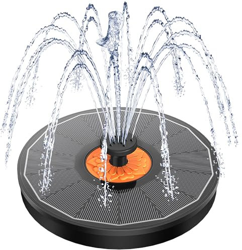 Fuente Solar para Estanque, Yzert 2024 Nuevo 3.5W Vidrio Bomba de Agua Solar con 7 Boquillas & 4 Fijadores Fuente para Estanque para Jardín, Exterior, Baño de Pájaros, Recipiente para Peces (Negro)