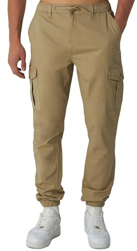 Smith & Solo Pantaloni Cargo da Uomo – Chino Pantaloni Cargo Elasticizzati Pantaloni da Lavoro Baggy Cotone Activewear da Uomo con Tasche con Coulisse (Cammello, M)