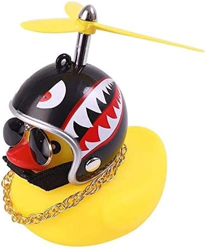 SHANGMAOYO Campanello per Bicicletta, Paperella di Gomma,Campanello per Bicicletta per Bambini Disegno per Anatra, Colore Giallo Anatra con Casco per Biciclette, Bici Elettriche, Moto, Auto (Type D)