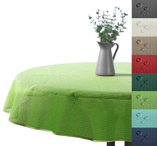 Outdoor Tischdecke Gartentischdecke wasserfest wetterbeständig rutschfest waschbar Outdoortischdecke Weichschaum Garten Balkon Camping Party Tischdeko Typ883 hellgrün 160 cm rund
