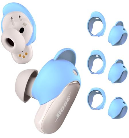 MOWYEOK 3 Pairs Soft Silicone Replacement Non-Slip Ear Hook Covers, Compatible with Bose QuietComfort Ultra & QuietComfort Earbuds II, Sports Ear Hook Covers (Blue)