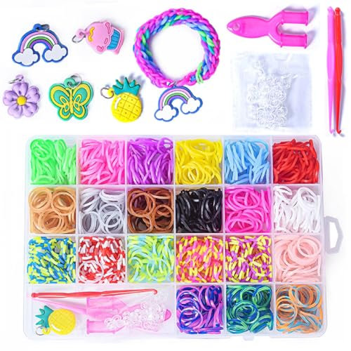 Collier et Bracelet Elastique Kit - Paquets à Tisser, 1100+ Métier à Tisser Outil à Tricoter - Jouet d'Enfant
