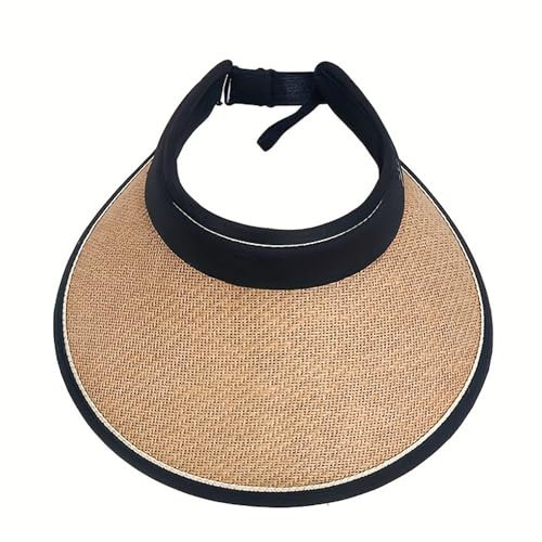 Sonnenhut Damen - Großer Krempe Faltbar Visor Cap Strohhut, Sommer Sonnenschutz, Strandhut Visor Cap
