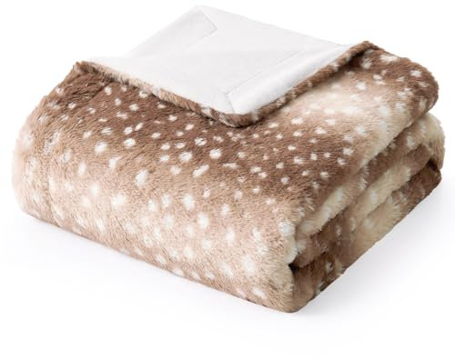 COZY KISS wasserdichte Haustierdecke, Weiches Kunstfell Hundedecke als Schutz für Sofa, Bett und Couch, Decke für Große Hunde Oder Katzen, Doppelseitig, 100x150cm, Brauner Hirsch