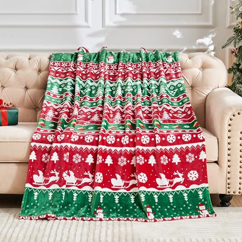Edenleaf Weihnachtsdecke, weich, gemütlich, Schneeflocke, Rentier, Decke, Weihnachtsdecke für Couch, Bett, Heimdekoration, Geschenke, flauschig, warm, Winterurlaub, Überwurfdecke, 152,4 x 203,2 cm