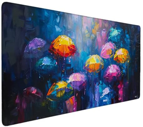 Tapis de souris de Jeu en Tissu - Surface Exclusive Micro Tissée - Optimisé pour Les Capteurs de Jeu - Taille XXL 700 x 300 x 3mm (Rose Parapluie)Tapis de Souris Ergonomique, pour Gamer et Bureau X-AK