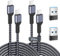 YISH Cable USB C Carga Rápida：65W Cable USB C a USBC 3A Cable Carga Rápida Tipo C Nylon Datos Cable USB Tipo C a Tipo C Compatible con iPhone 16 15 Pro Max Samsung Galaxy S24 S23 iPad MacBook [2M+2M]