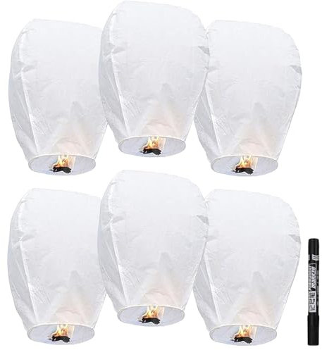 6 linternas chinas, linternas de papel, linternas para exteriores, pantalla de papel, linterna blanca, hermosa linterna para bodas, cumpleaños, fiestas, recuerdos y mucho más