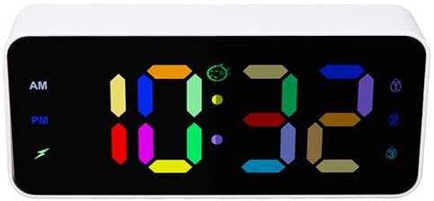 Pyhodi Digitaler Wecker Großes Display, Dual-USB-Anschlüsse Kleine Tisch-Tisch-Uhr für Schlafzimmer Wohnzimmer Studie für Schwere Schläfer, 4 Helligkeit RGB-Farbwechsel-Digital Wecker