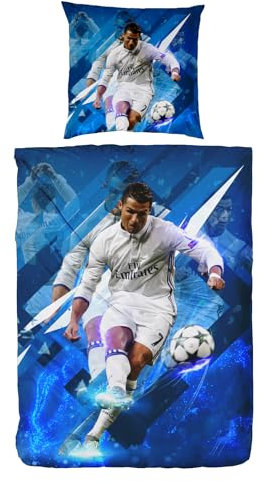 Hsewudwsd Fußball Star Charakter Mikrofaser 135x200cm Bettbezug Mit Reißverschluss Und 80x80cm Kissenbezug Bettwäsche Set