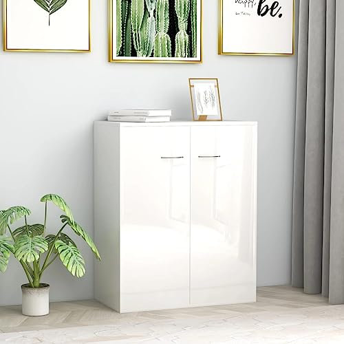 puraday Armario de 60 x 30 x 75 cm, armario auxiliar de pie, armario auxiliar de comedor, mucho espacio de almacenamiento para dormitorio, salón, cocina, pasillo, comedor, vitrina, color blanco