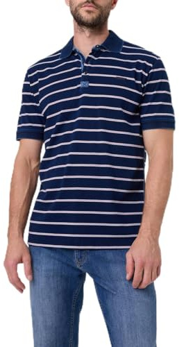 PIONEER AUTHENTIC JEANS Herren Oberteil Polo 1/2 | Männer Polo-Hemd | 3 Knopf | Regular fit | GMT Washed Washed | Indigo Striped 2000 6722 | M