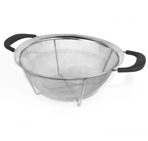 MGE - Passoire Cuisine avec Poignées et Base - Tamis Micro Perforée - Égouttoir en Acier Inoxydable - Passoire pour Riz, Spaghetti, Nouilles, Légumes - Acier Inoxydable - Ø 22,5 cm
