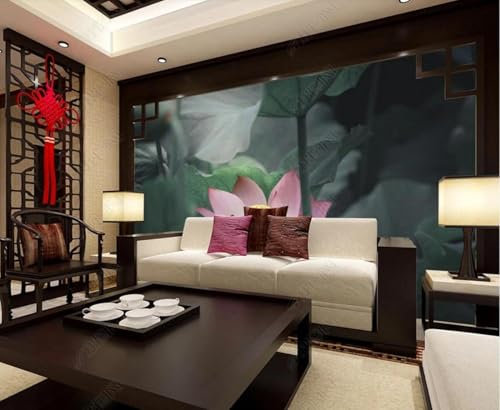 Tzxztt Feuille De Lotus Fleur De Lotus Papier Peint 3d Moderne En Soie GaufréE MatéRiau IdéAl Pour LeSalon Et La Chambre à Coucher-430cm×300cm