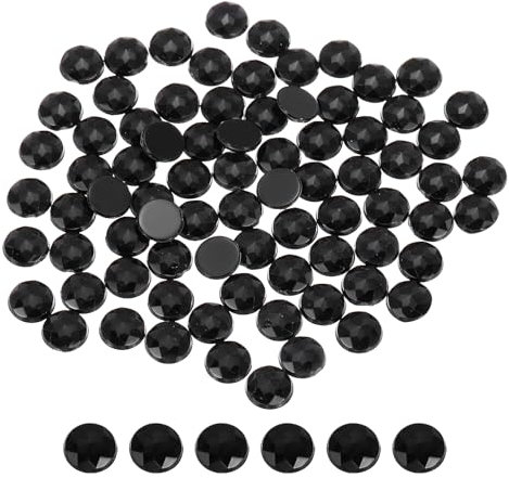 QUARKZMAN Flache runde Acryl-Strasssteine, 8mm SS40 Schwarze Flachrückenkristall-Strasssteine für Bastelarbeiten Kleidung Schuhe DIY Dekoration Geschenke 100 Stück