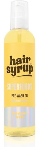 Hair Syrup | Superfoods Pre-Wash Hair Oil | Enriched with Coconut, Kiwi & Line | For Damaged, Dehydrated Hair Needing TLC | 12 Nutrient-Rich Ingredients | 100% Natural | 300ml Pump Bottle Applicator