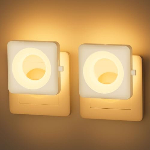 Veilleuses Enfants, lot de 2 veilleuses bébé avec capteur de crépuscule et fonction de dimmage progressif. idéale pour les chambres, cuisines, couloirs, salles de bains, escaliers et salons