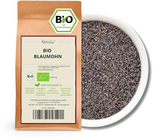 Kamelur BIO Blaumohn -1kg - Blaue Mohnsamen zum Backen aus kontrolliert biologischem Anbau