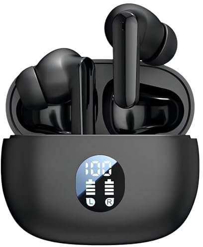 Wireless Earbuds, Bluetooth 5.4 Headphones Ear Buds with Bass Stereo Sound with Noise Reduction Earphones, 120H Playtime,IPX7 Waterproof USB-C , Touch Control LED Display Headset For Work Sport