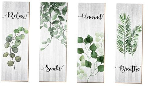 STOBAZA 4 Stück Wanddeko Teiliges für Badezimmer und Türen Vintage Landhausstil Toilettenschild aus Natürlichem für Hotels Cafés und Toiletten