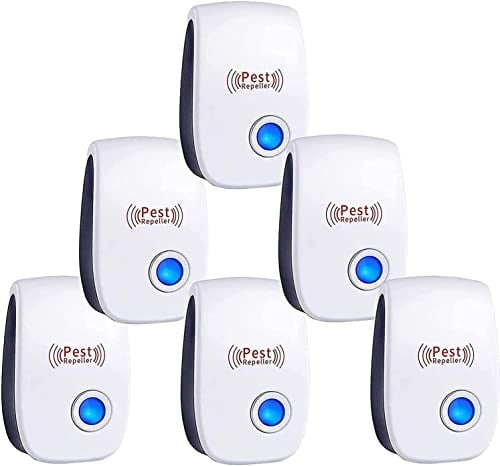 Ultraschall Schädlingsbekämpfer, 6 Stück Elektronische Insektenschutzmittel & Moskitoschutz Innenräumen, Pest Control Repeller für Moskito, Kakerlake, Mäuse, Spinnen, Fliegen