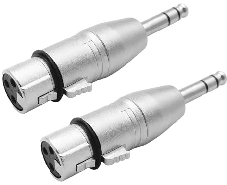 Solbrezeni 2 Pcs XLR to Jack Adapter, 1/4 Inch 6.35mm Male to XLR Female Adapters Professional 3-Pin Audio Connector for Microphones Converter Equipment