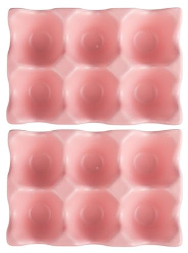 Porte-œufs en Céramique Rose, Lot de 2, 6 Compartiments | Boîte de Conservation des Œufs, Stockage la Cuisine, Protection Antichoc, Organisateur Moderne et Élégant