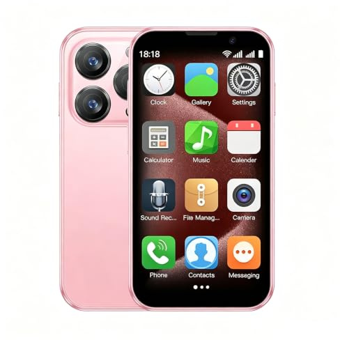 Longben Mini Smartphone 3G, Display 3 Pollici Dual SIM, Sistema Android 9, Batteria 900 mAh, Sblocco Facciale, Cellulare di Riserva Portatile, 2GB RAM + 16GB ROM (Rosa)