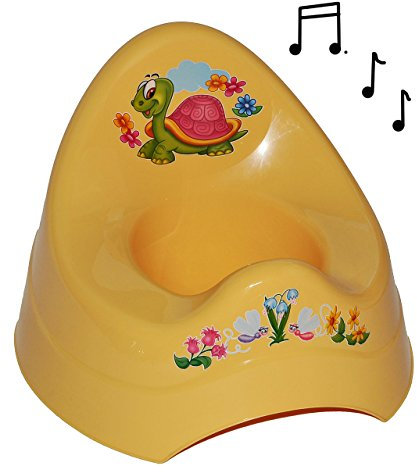 alles-meine.de GmbH Töpfchen/Nachttopf - mit Musik/Sound - groß - mit großer Lehne + Spritzschutz - Schildkröte gelb - Babytöpfchen/Kindertopf/Lerntöpfchen - Toilettentra..