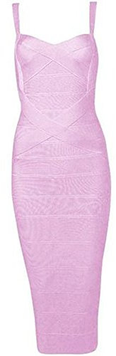 Whoinshop Robe moulante sans manches pour femme - Bandage moulant - Robe de fête festive, Rose bonbon, XL