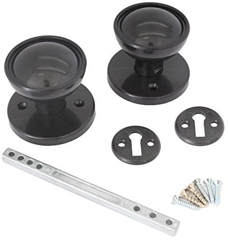 Black Round Mortice 50mm Door Knob Set