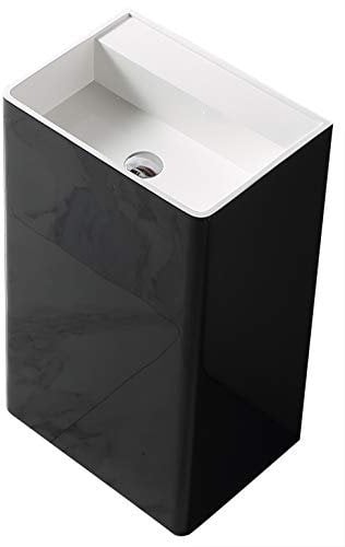 BERNSTEIN - Vasque Lavabo Colonne au sol Blanc mat à poser 50x36x85cm fonte minérale + cache bonde - Design, Robuste & Durable - TWZ26