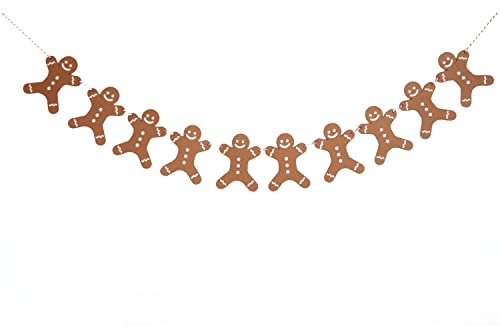 VANVENE Holz-Wimpelkette Lebkuchenmann Weihnachten Party Dekoration Banner 2 m