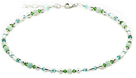 BELLASIX Swarovski (R) Kristalle. Halskette Collier Aquamarin 925 Silber-Verschluss. Made in Germany