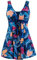 Wantdo Costume da Bagno Intero da Donna Plus Size con Stampa Floreale Costume da Bagno Sottile Gonna Copricostume per Mare e Spiaggia Stampa Begonia 48-50