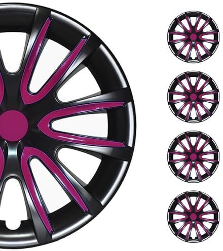 OMAC 4X Radkappen Radzierblenden Radblenden 16 Zoll Stahlfelgen Glänzend Schwarz-Lila