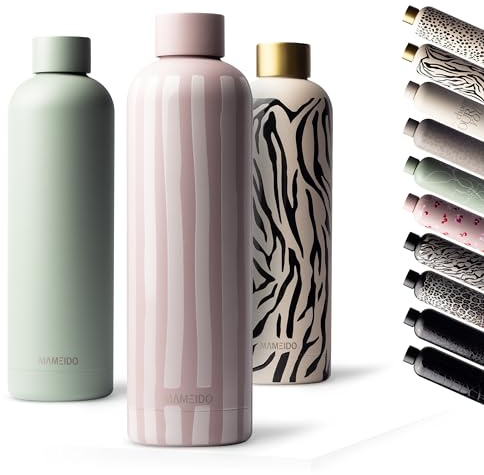 MAMEIDO Thermosflasche 750 ml, auslaufsichere Trinkflasche Edelstahl, Kohlensäure geeignet, BPA frei, Isolierflasche 12h heiß & 24h kalt (Pale Blush)