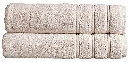 Christy Antalya Large Bath Sheets | Set of 2 | 100% Turkish Cotton | 600GSM | Soft Plush Luxury Bath Towels | 90cm x 150cm | Quick Dry | Pumice Beige