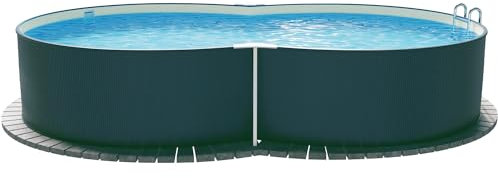 Planet Pool Stahlwandpool achtform 540x350x120 cm, Stahl 0,4 mm anthrazit, Folie 0,4 mm Sand, Einhängebiese