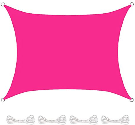 LWPCP Voile D Ombrage Rectangulaire, 3X4m Toile D'ombrage De Terrasse De Jardin Imperméable, Protection des Rayons UV,Auvent De Voile D'ombrage pour Extérieur Patio Pelouse Camping,Rose