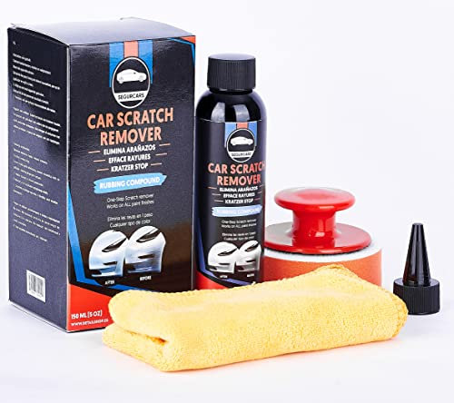 Segurcars - Car Scratch Remover Set - Politur gegen Kratzer und Schrammen im Autolack - repariert und kaschiert Kratzer in Lack und Stoßstange - 2-in-1 Polierpaste