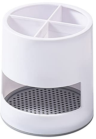 Portaspazzolino elettrico da bagno, porta spazzolini da denti in plastica, porta dentifricio, porta stoviglie da cucina, rasoi da bagno, organizer con quattro scomparti e vassoio gocciolatoio (bianco)