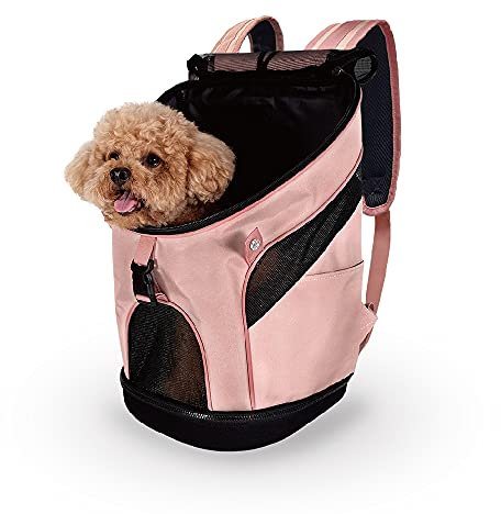 ibiyaya - Von Fluggesellschaften zugelassene Haustier-Tragetasche für kleine bis mittelgroße Hunde und Katzen – Hunderucksack-Tragetasche, atmungsaktives Netzmaterial mit Magnetknöpfen, Seitentaschen