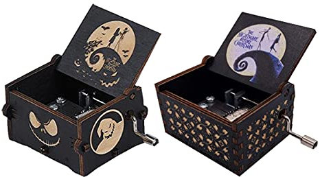Zodors 2PCS Spieluhr Hölzerne Spieluhr Handkurbel Vintage Spieluhr This is Halloween Tune Spieluhr Melodie für Erwachsene Kinder Geburtstags