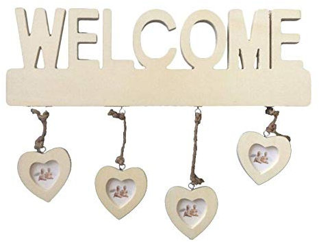 Vacchetti Porte-photo mural Welcome avec cœurs multicolores 4P, taille moyenne