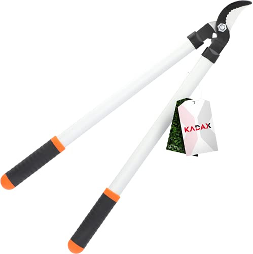 KADAX Zweihändige Gartenschere, Ambossgartenschere mit Stahlklinge und Aluminiumgriffe, Schere für Blumen, Sträucher, Zweige, Baumschere (L: 61,5 cm)